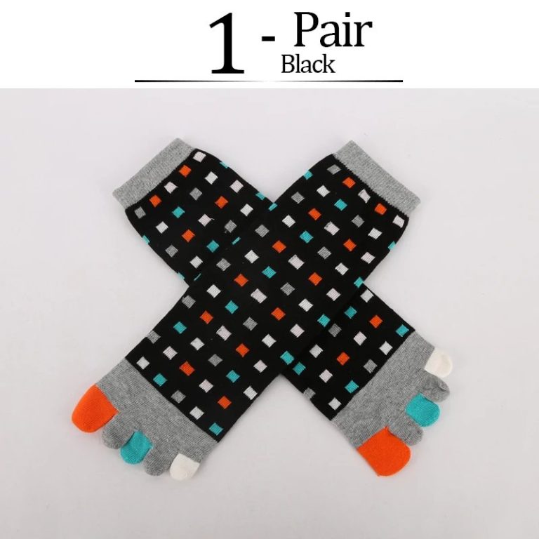 Chaussettes-a-cinq-doigts-en-coton-a-motifs-de-carres-multicolores-et-orteils-en-picture-13
