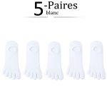 Chaussettes basses invisibles à cinq orteils pour femme en coton multicolore lot de 5 paires - Blanc, 35-39