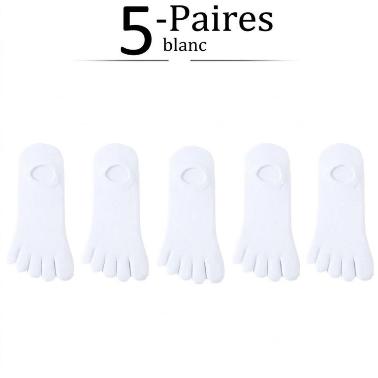 Chaussettes basses invisibles à cinq orteils pour femme en coton multicolore lot de 5 paires - Blanc, 35-39