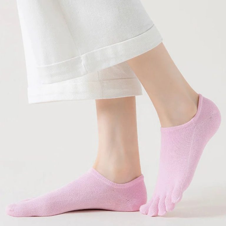 Chaussettes basses invisibles à cinq orteils pour femme en coton multicolore lot de 5 paires