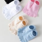 Chaussettes basses invisibles à cinq orteils pour femme en coton multicolore lot de 5 paires