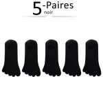 Chaussettes basses invisibles à cinq orteils pour femme en coton multicolore lot de 5 paires - Noir, 35-39