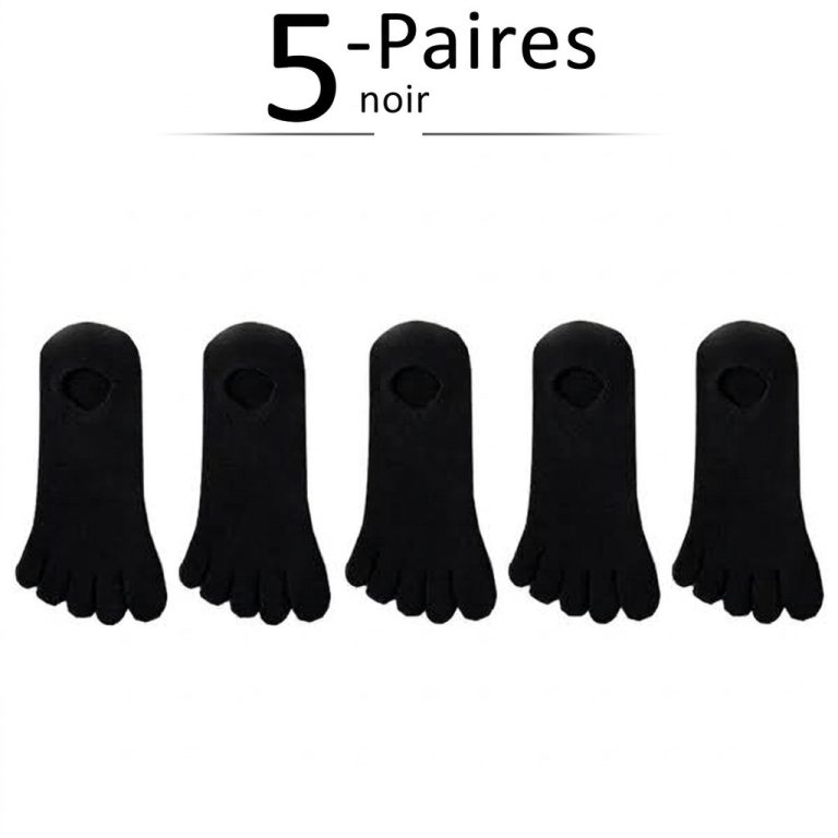 Chaussettes basses invisibles à cinq orteils pour femme en coton multicolore lot de 5 paires - Noir, 35-39