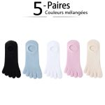 Chaussettes basses invisibles à cinq orteils pour femme en coton multicolore lot de 5 paires