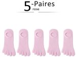 Chaussettes basses invisibles à cinq orteils pour femme en coton multicolore lot de 5 paires - Rose, 35-39