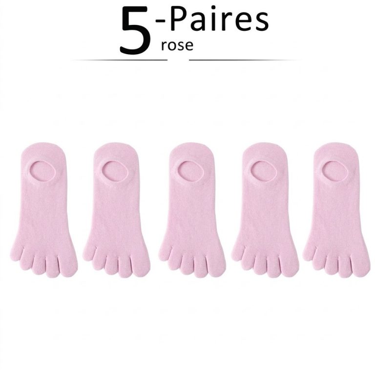 Chaussettes basses invisibles à cinq orteils pour femme en coton multicolore lot de 5 paires - Rose, 35-39