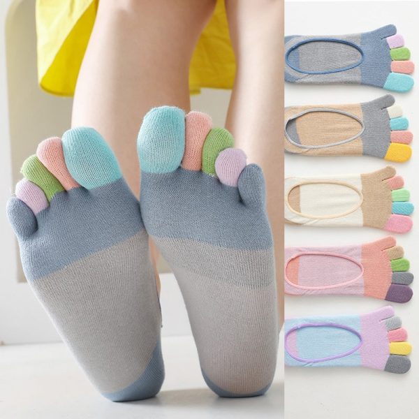 Chaussettes orteils séparés invisibles multicolores pour port discret sous chaussures fermées