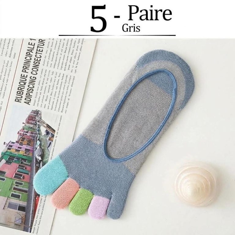 Chaussettes orteils séparés invisibles multicolores pour port discret sous chaussures fermées - Gris, EU35-42