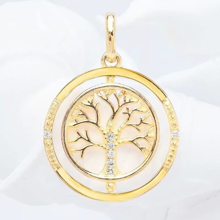 Collier-arbre-de-vie-en-or-avec-pendentif-pivotant-orne-de-zircones-et-double-an-picture-1