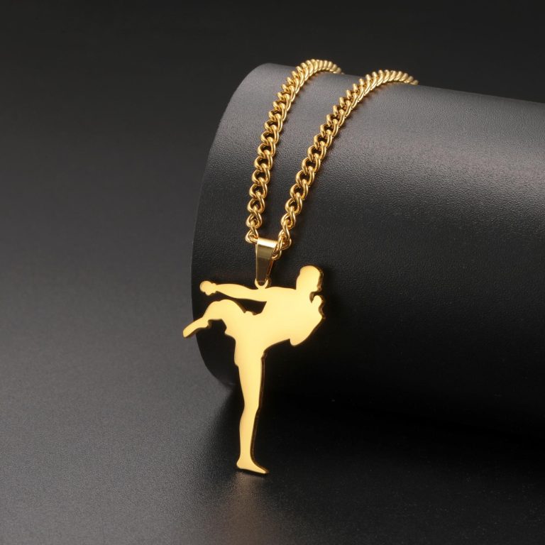 Collier-arts-martiaux-avec-pendentif-coup-de-pied-lateral-en-acier-inoxydable-aj-picture-3