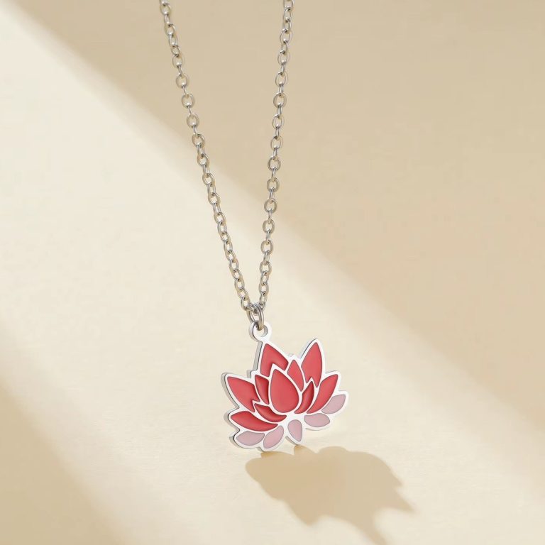 Collier-en-acier-inoxydable-avec-pendentif-lotus-emaille-aux-petales-degrades-picture-1