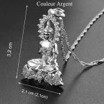 Collier-pendentif-bouddha-en-cuivre-plaque-avec-aureole-et-socle-de-lotus-ornes-picture-1-2