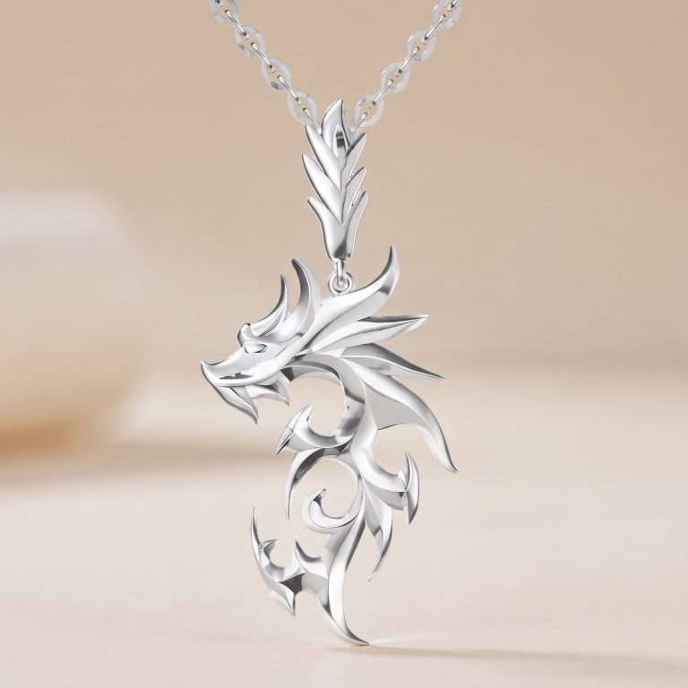 Collier-pendentif-dragon-aux-motifs-tribaux-en-spirales-et-volutes-pour-homme-miniature