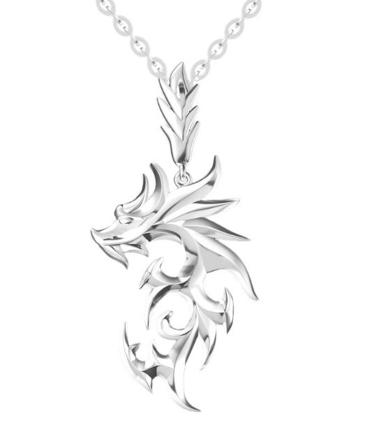 Collier-pendentif-dragon-aux-motifs-tribaux-en-spirales-et-volutes-pour-homme-picture-1