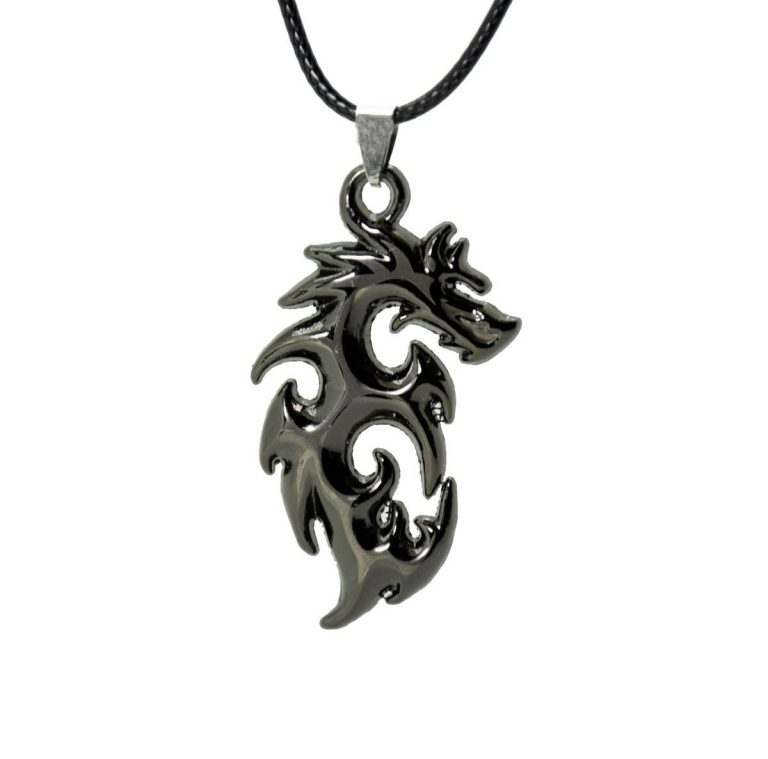 Collier-pendentif-dragon-aux-motifs-tribaux-en-spirales-et-volutes-pour-homme-picture-3