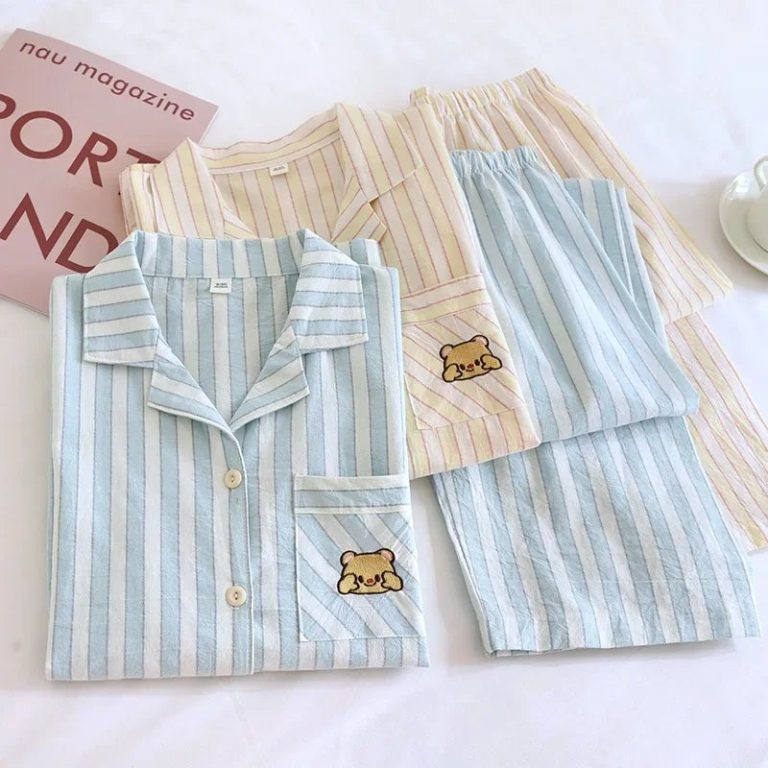 Ensemble-pyjama-femme-coton-a-rayures-ou-petites-fleurs-picture-2