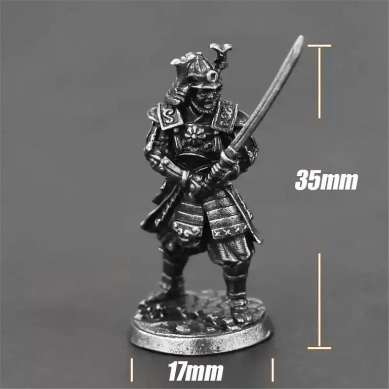 Figurine-samourai-miniature-en-metal-avec-armure-traditionnelle-japonaise-picture-2