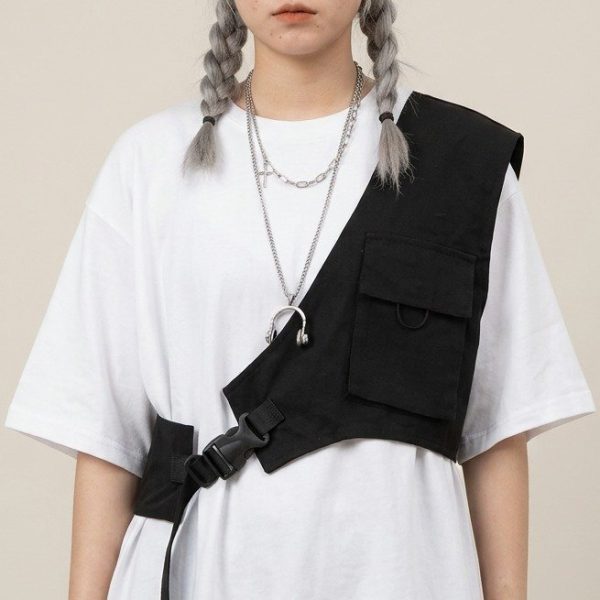 Gilet tactique techwear en bandoulière avec sangles ajustables