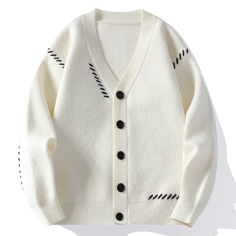 Gros-pull-en-maille-facon-cardigan-a-surpiqures-contrastees-en-diagonale-picture-6