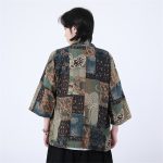 Haori-grande-taille-kimono-patchwork-multicolore-ou-bleu-a-manches-trois-quarts-picture-3