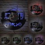 Horloge-murale-en-disque-vinyle-avec-skyline-de-Tokyo-picture-2