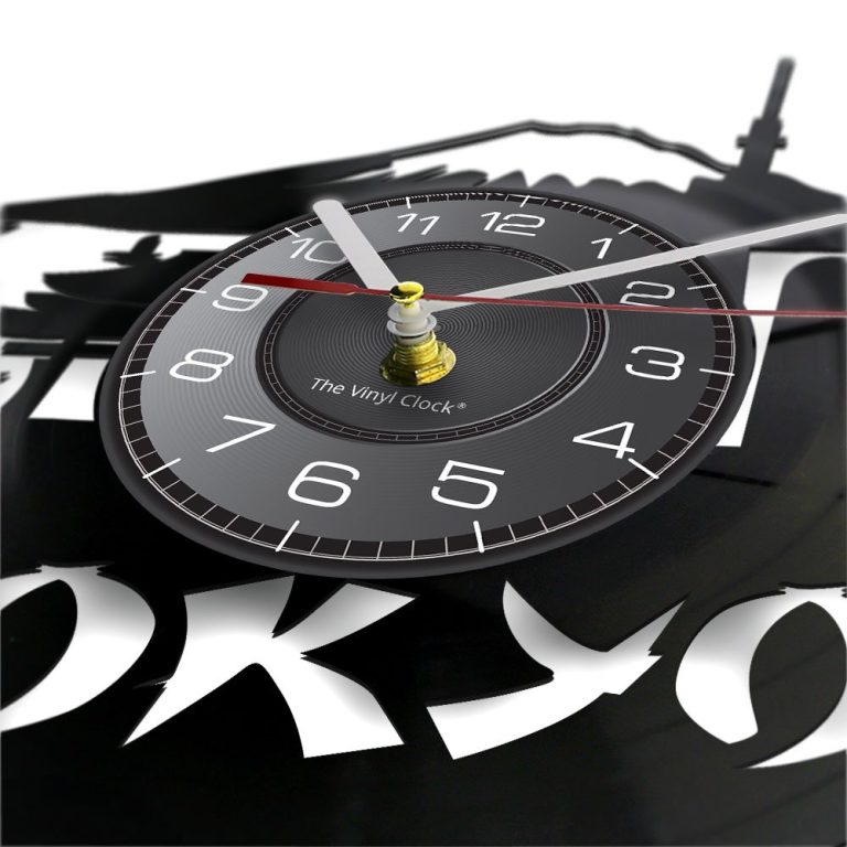 Horloge-murale-en-disque-vinyle-avec-skyline-de-Tokyo-picture-4