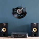 Horloge-murale-en-disque-vinyle-avec-skyline-de-Tokyo-picture-5