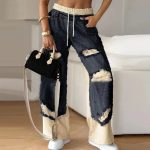 Jean-dechire-femme-a-jambe-droite-avec-larges-dechirures-aux-cuisses-et-ceinture-picture-2