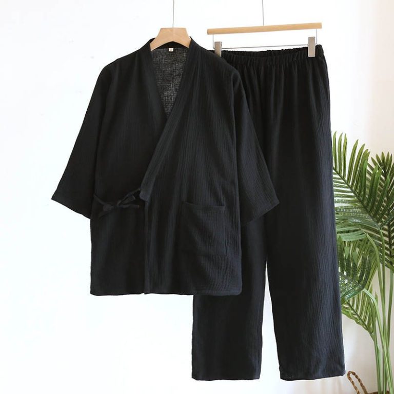 Jinbei-homme-en-coton-gaufre-style-kimono-croise-avec-lien-a-nouer-picture-3