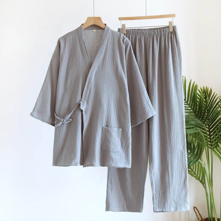 Jinbei-homme-en-coton-gaufre-style-kimono-croise-avec-lien-a-nouer-picture-4