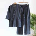 Jinbei-homme-en-coton-gaufre-style-kimono-croise-avec-lien-a-nouer-picture-6