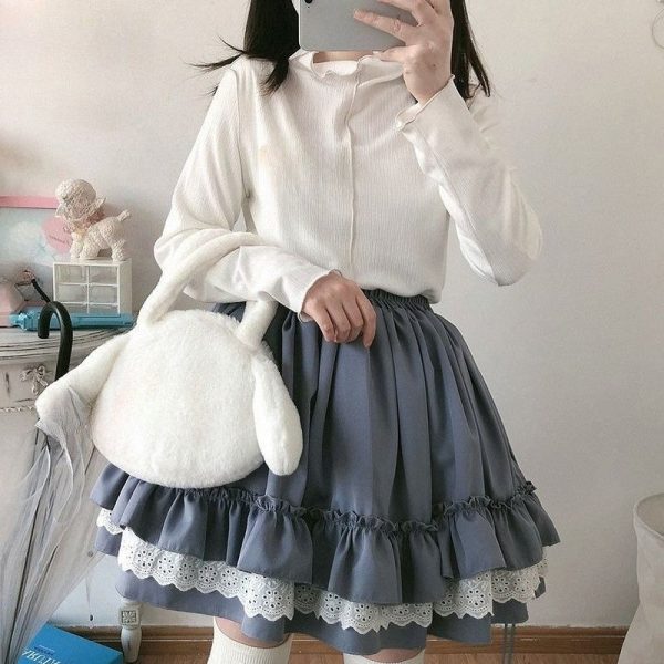 Jupe courte plissée Lolita à volants