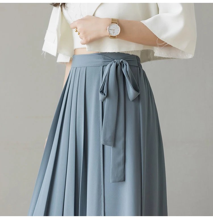 Jupe-culotte-plissee-longue-a-jambes-larges-et-ruban-a-nouer-picture-7