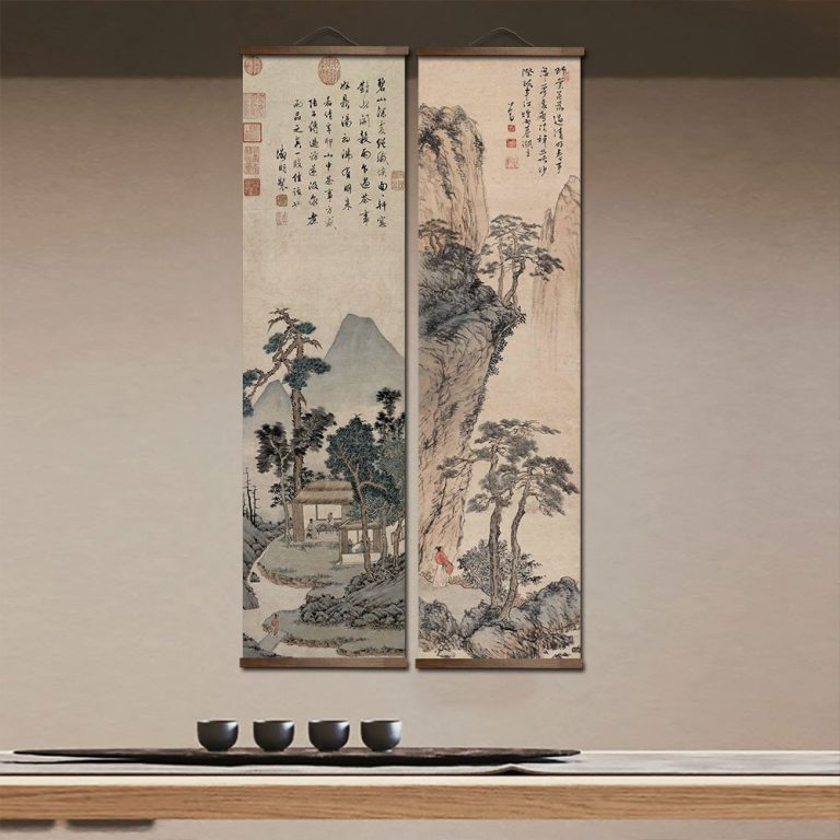 Kakemono-de-decoration-murale-zen-avec-paysage-montagneux-a-lencre-et-calligraph-picture-2