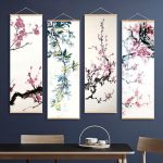 Kakemono-japonais-traditionnel-a-motifs-floraux-de-cerisier-et-de-prunier-picture-2