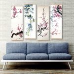 Kakemono-japonais-traditionnel-a-motifs-floraux-de-cerisier-et-de-prunier-picture-3
