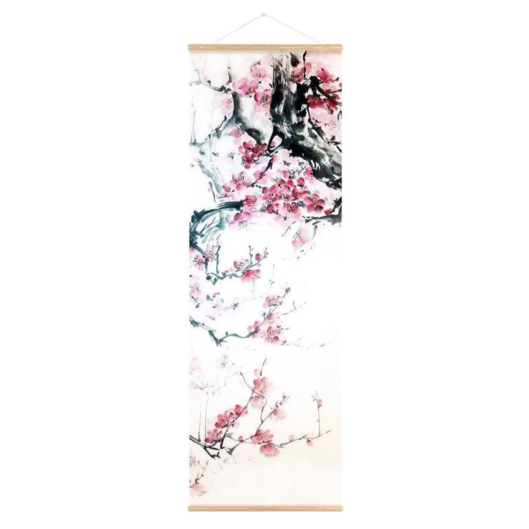 Kakemono-japonais-traditionnel-a-motifs-floraux-de-cerisier-et-de-prunier-picture-5