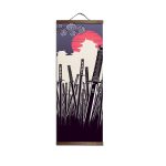 Kakemono mural à motifs de samouraï et katana sur toile textile suspendue en bois