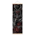 Kakemono-suspendu-japonais-dragon-samourai-ou-geisha-sur-fond-noir-picture-5