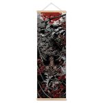 Kakemono-suspendu-japonais-dragon-samourai-ou-geisha-sur-fond-noir-picture-6