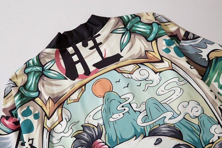 Kimono-imprime-panda-ou-pantalon-sarouel-assorti-en-tissu-leger-picture-2