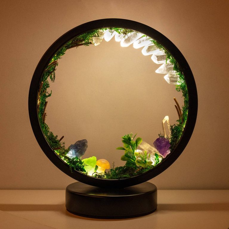 Lampe-dambiance-relaxante-a-anneau-lumineux-avec-cristaux-et-mousse-verte-picture-4
