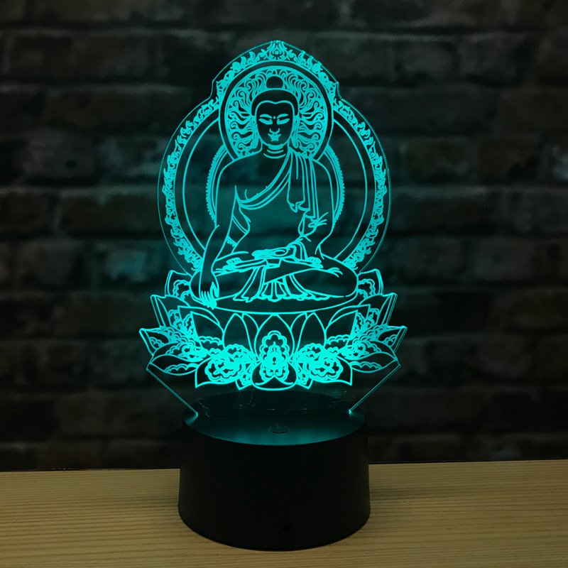 Lampe-de-chevet-bouddha-3D-a-gravure-de-lotus-et-lumiere-multicolore-picture-2