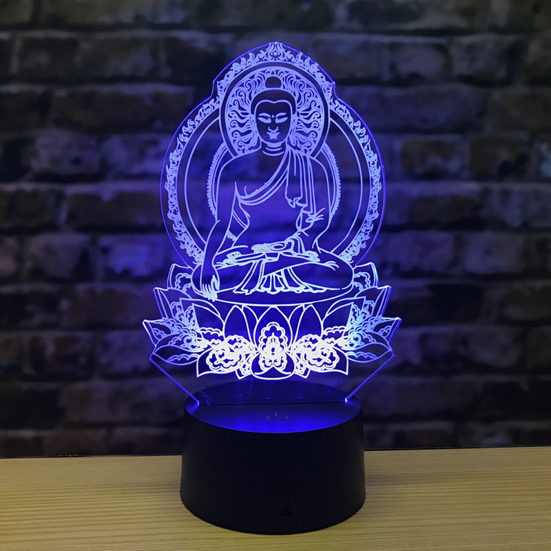 Lampe-de-chevet-bouddha-3D-a-gravure-de-lotus-et-lumiere-multicolore-picture-4