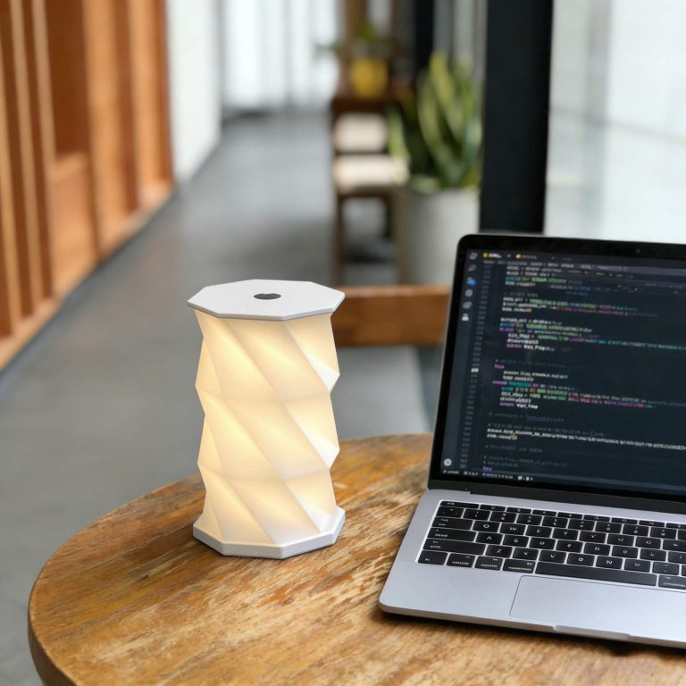 Lampe-de-table-origami-rechargeable-a-structure-helicoidale-pliable-avec-eclaira-picture-1