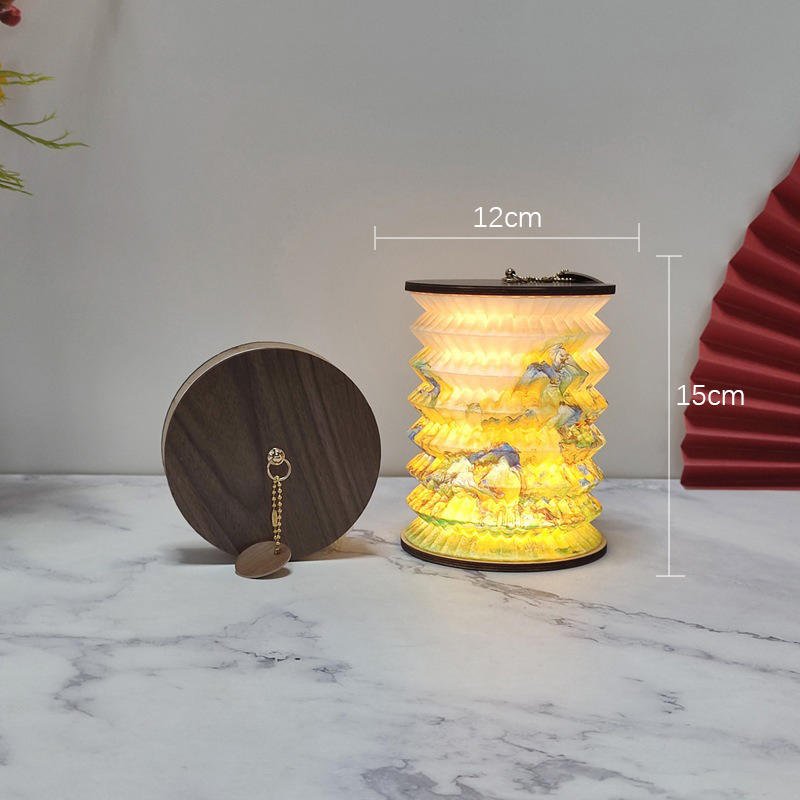 Lampe-japonaise-en-papier-plisse-facon-lanterne-pliable-et-rechargeable-picture-2