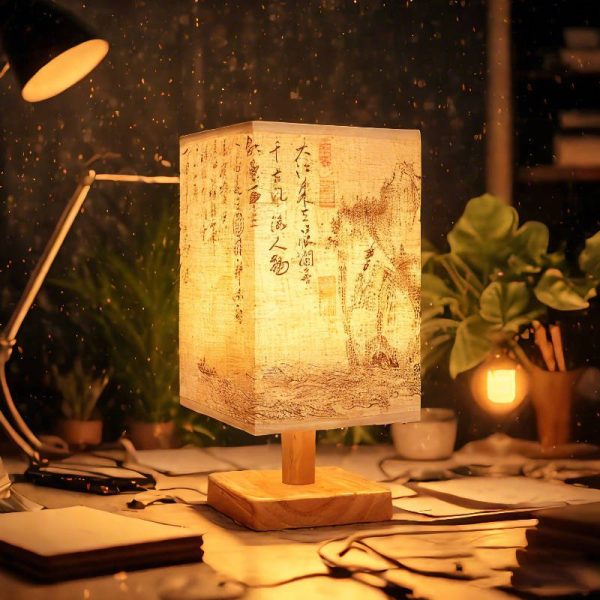 Lampe japonaise traditionnelle à calligraphie