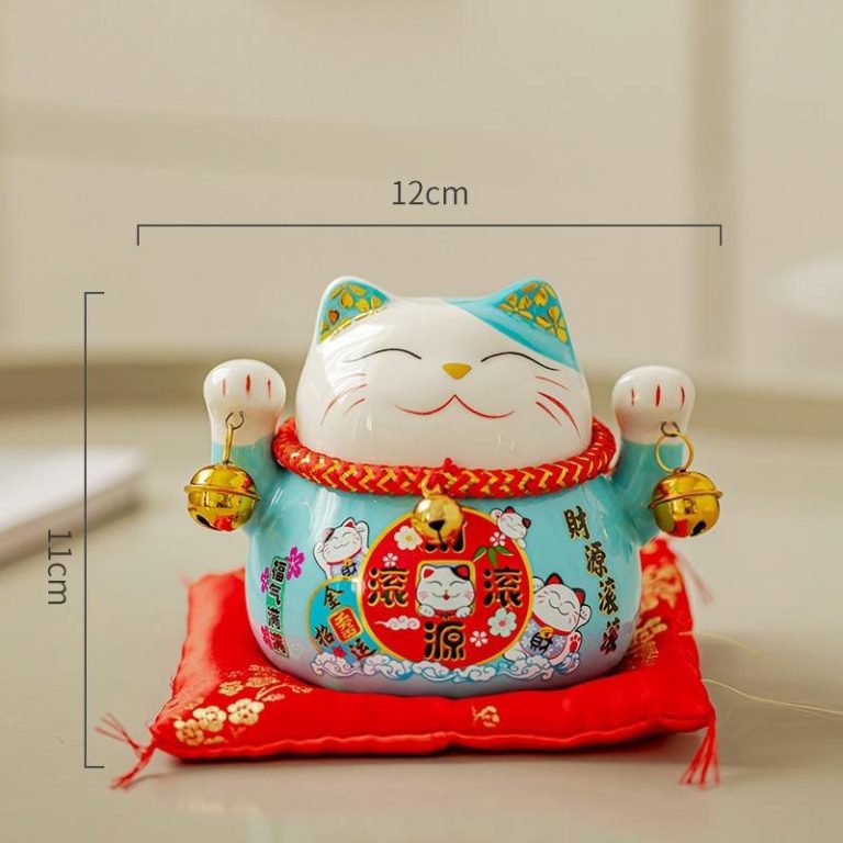 Maneki-neko-porte-bonheur-en-ceramique-emaillee-avec-tirelire-et-coussin-picture-10