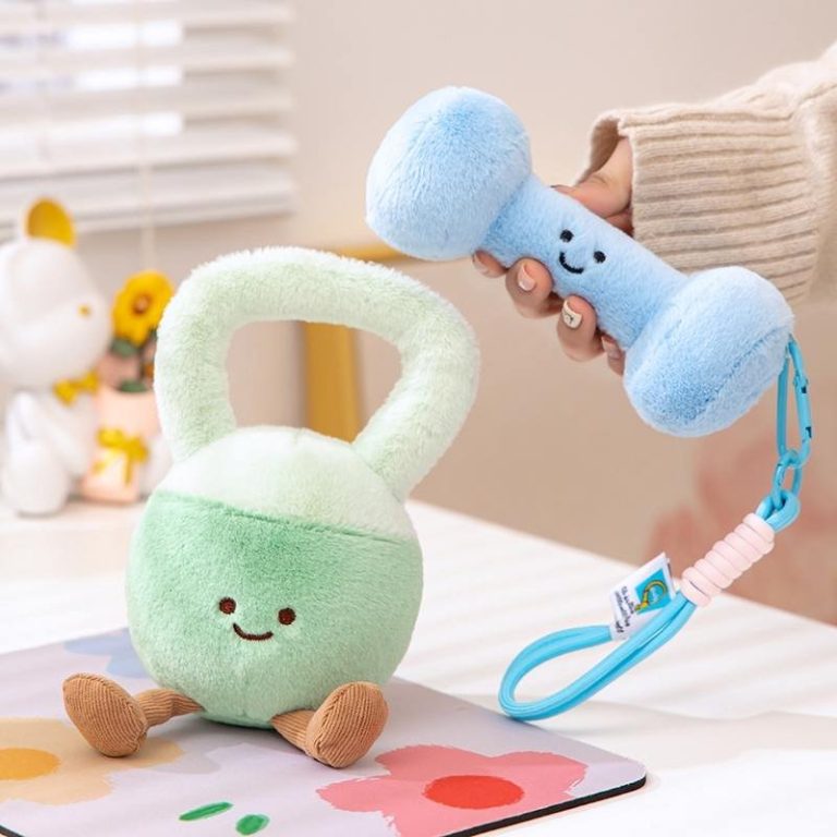 Mini-peluche-kawaii-haltere-ou-kettlebell-avec-visage-souriant-picture-2