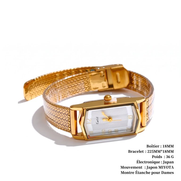 Montre-vintage-doree-au-style-retro-chic-avec-bracelet-en-acier-et-cadran-nacre-picture-1-2